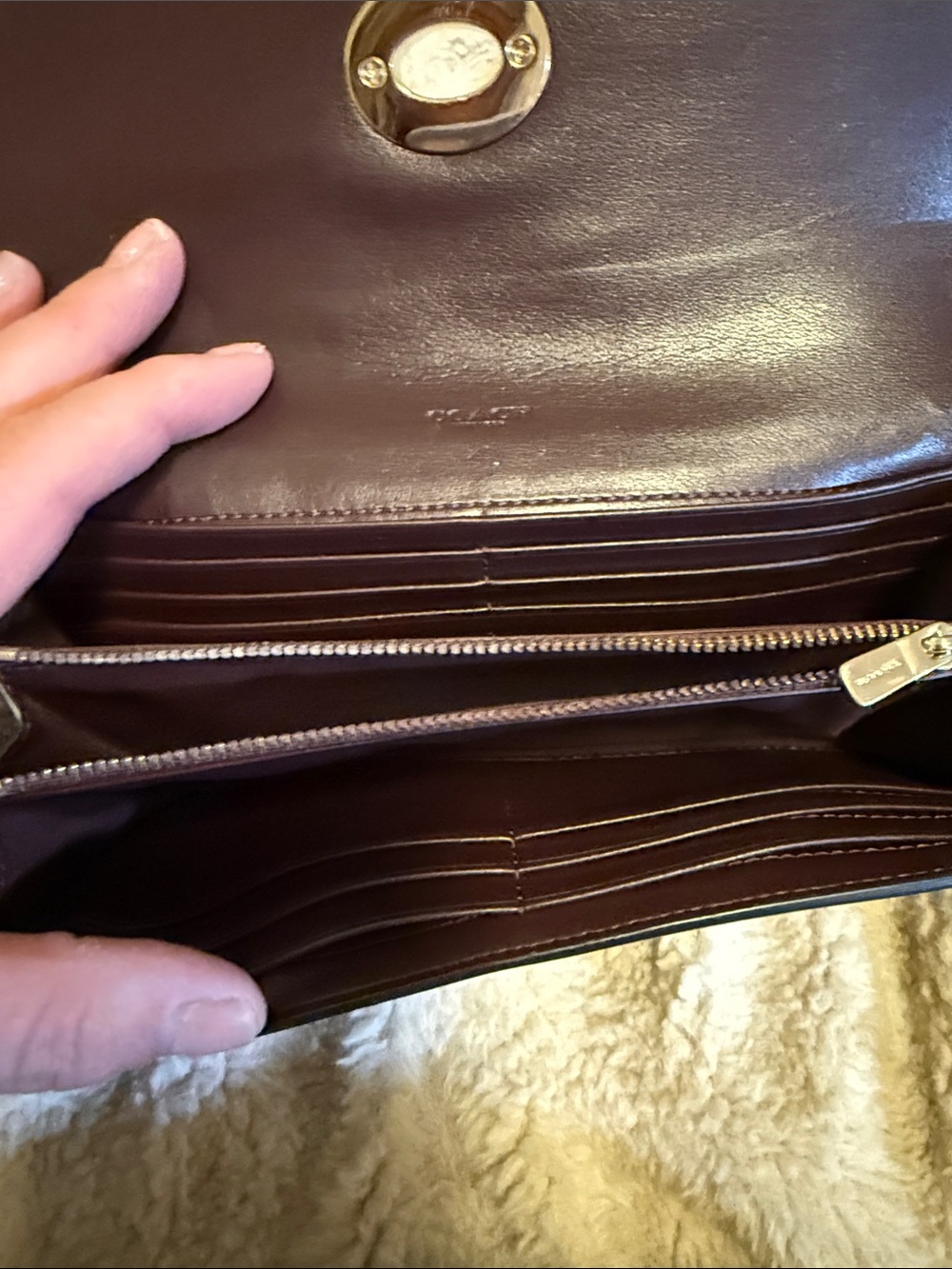 NWOT Coach Dark Brown Leather Wallet with Gold Hardware - Picture 3 of 6